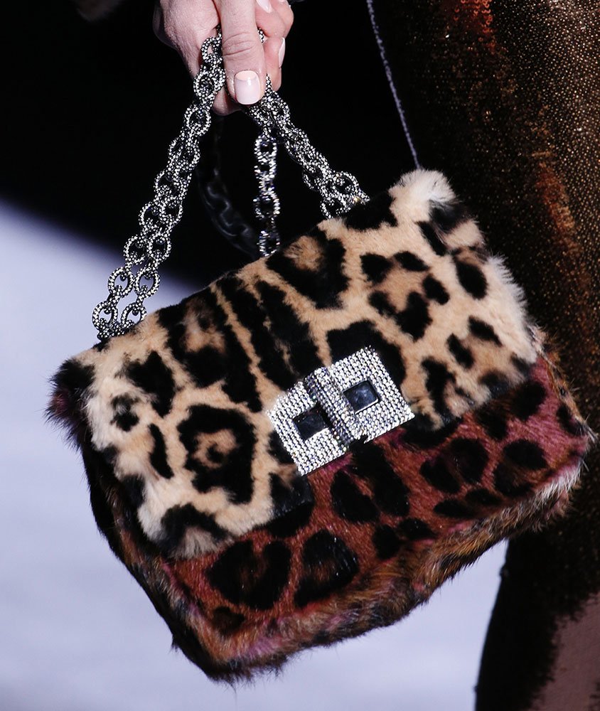 Reference image illustrating Tom Ford Goes All In on Animal Print and Rhinestones for His Fall 2018 Runway Bags