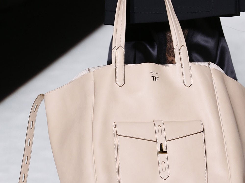 Reference image illustrating Tom Ford Spring 2019 Handbags: Understated Luxury in Supple Leather Totes, Hobos, and Camera Bags