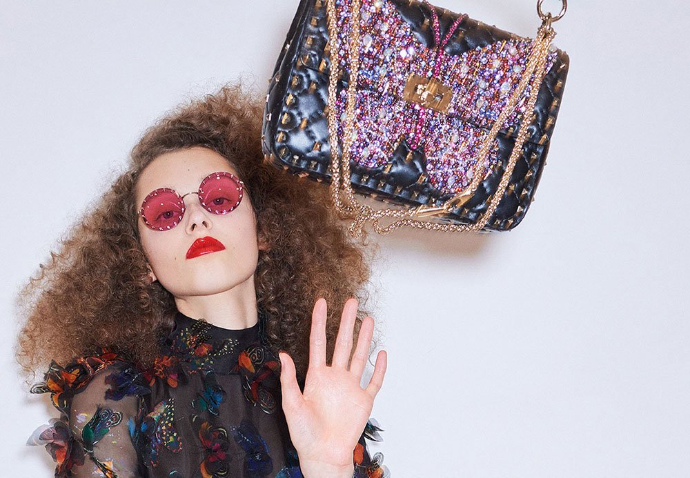 Reference image illustrating Valentino Pre-Fall 2018 Handbags: Rockstud Spikes and Bold New VLTN Logo Bags
