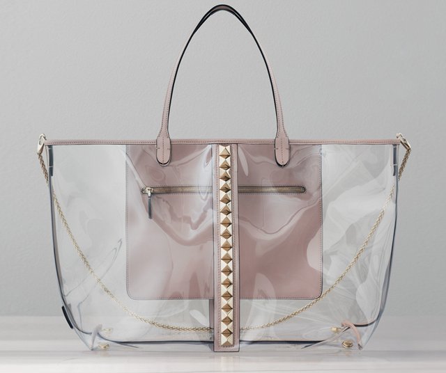 Reference image illustrating Valentino Rockstud Naked Collection: Transparent PVC Luxury Handbags and Shoes