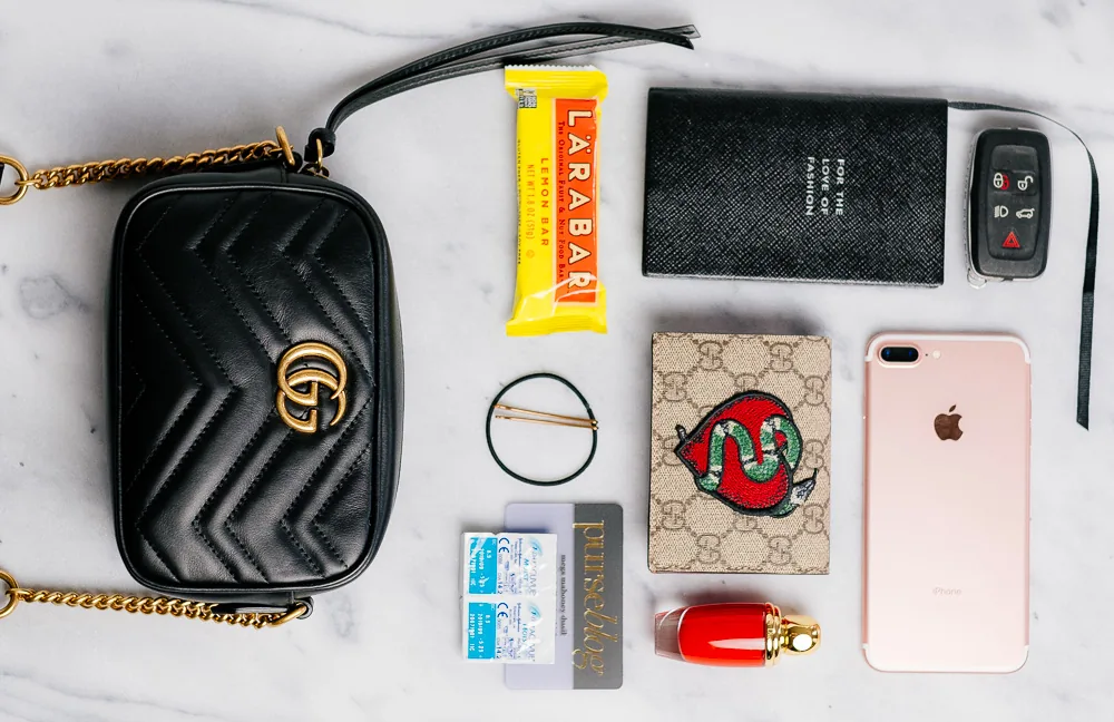 Reference image illustrating What Fits Inside the Gucci GG Marmont Mini Matelassé Camera Bag: A Real-Life Packing Test