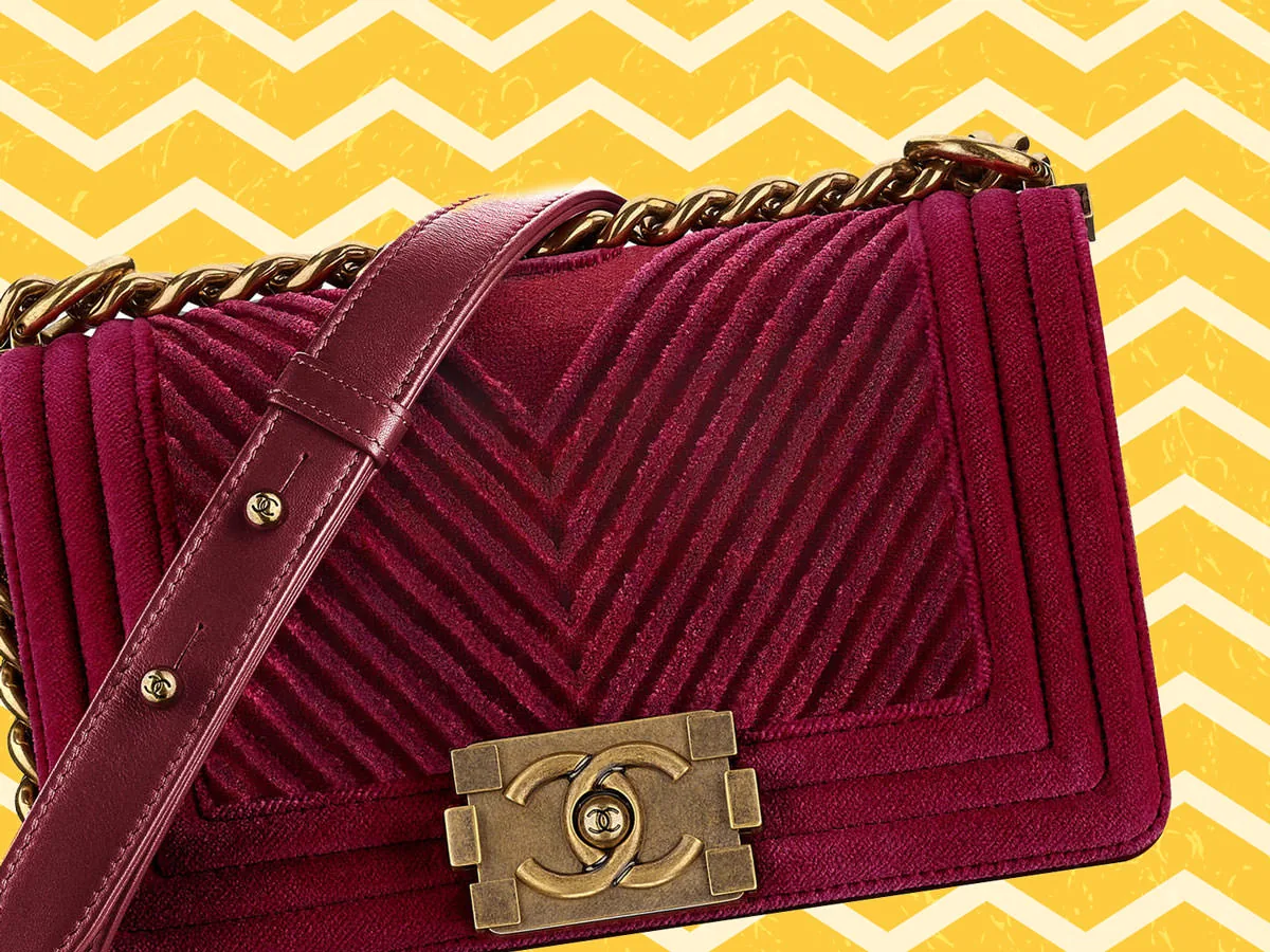 Reference image illustrating Why the Velvet Chanel Boy Bag in Burgundy Chevron Is a Fall Must-Have