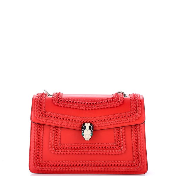Reference image illustrating Bvlgari Serpenti Forever Square Shoulder Bag Plisse Leather Medium: A Detailed Review