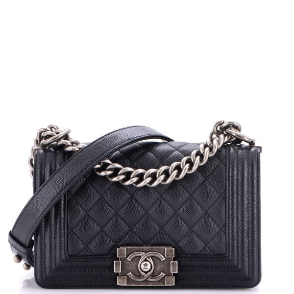 Reference image illustrating Chanel Boy Flap Bag Quilted Caviar Small: A Detailed Pre-Owned Guide