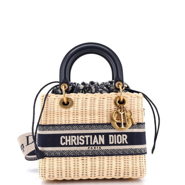 Reference image illustrating Lady Dior Bag Wicker and Oblique Canvas Medium: A Timeless Blend of Craftsmanship and Style