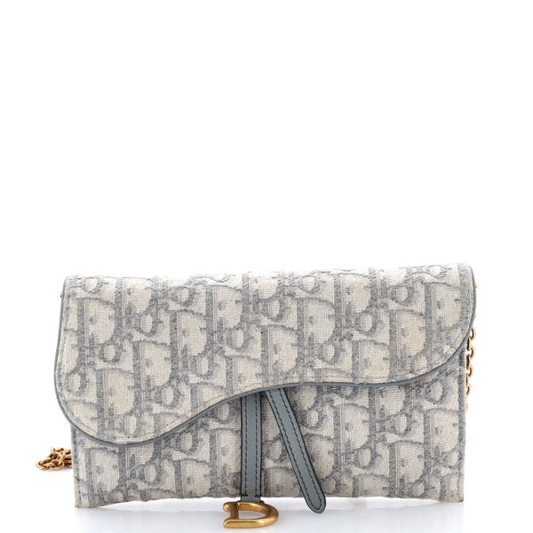 Reference image illustrating Christian Dior Saddle Chain Wallet Oblique Canvas: A Detailed Review