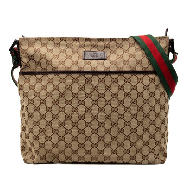 Reference image illustrating Gucci Front Pocket Web Messenger GG Canvas Medium: A Timeless Icon of Italian Craftsmanship
