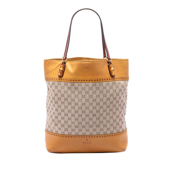 Reference image illustrating Gucci Laidback Crafty Tote GG Canvas and Leather Medium: A Comprehensive Review