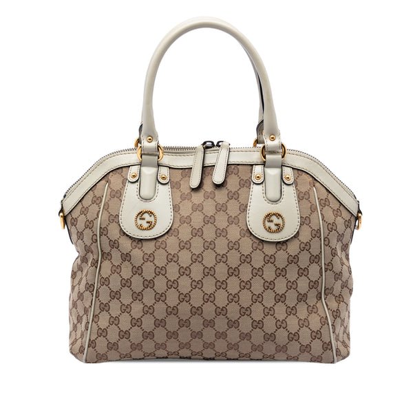Reference image illustrating Gucci Scarlett Top Handle Bag GG Canvas Medium: A Vintage-Inspired Icon