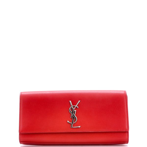Reference image illustrating Saint Laurent Classic Monogram Clutch Leather Long: A Timeless Red Statement Piece