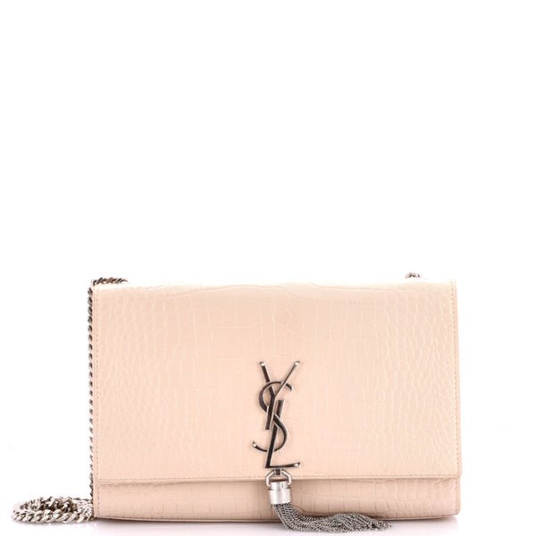 Reference image illustrating Saint Laurent Classic Monogram Tassel Crossbody Bag: A Detailed Review of the Crocodile Embossed Leather Medium