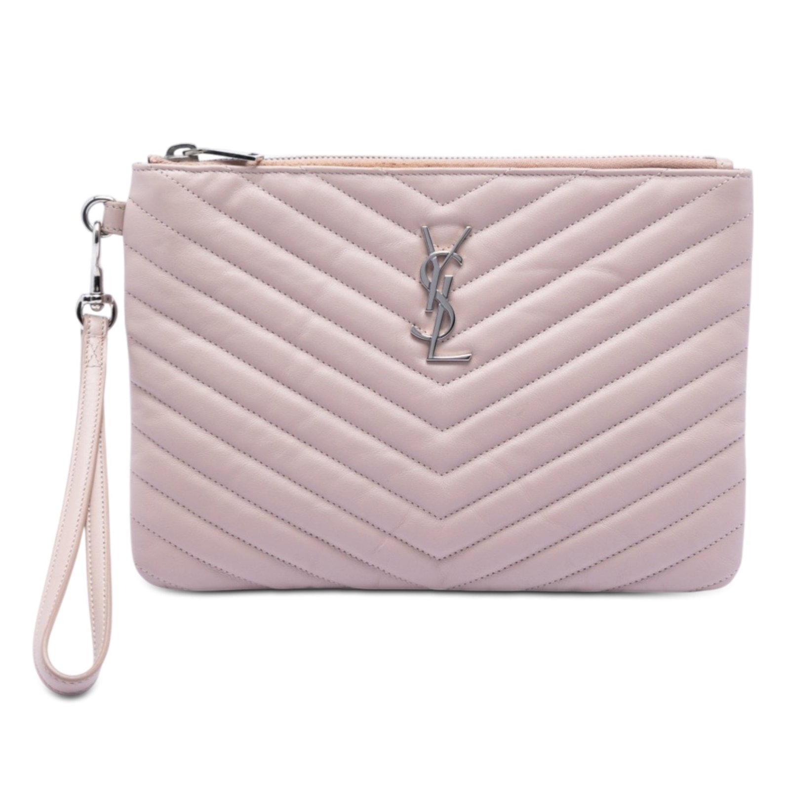 Saint Laurent Classic Monogram Wristlet Pouch Matelasse Chevron Leather Small: A Comprehensive Guide cover image