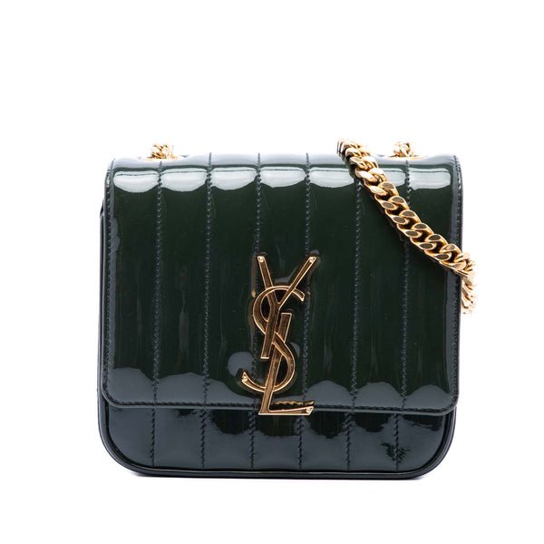 Reference image illustrating Saint Laurent Vicky Crossbody Bag Vertical Quilted Patent Small: A Comprehensive Guide